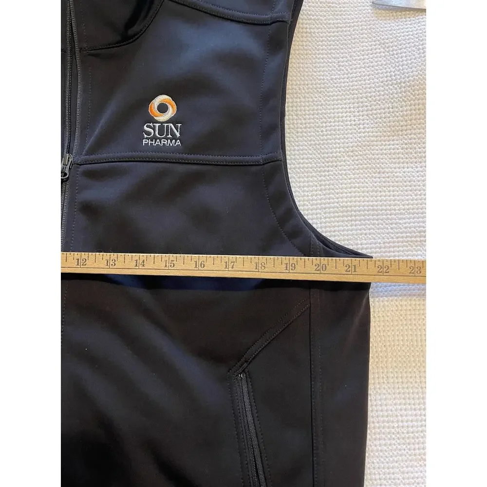 The North Face Mens Company Logo Black Ridgewall Windwall Soft Shell Vest L EUC